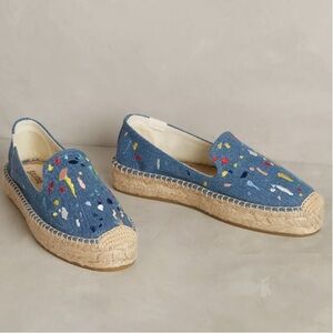 Soludos Blue & Paint Splattered Espadrilles